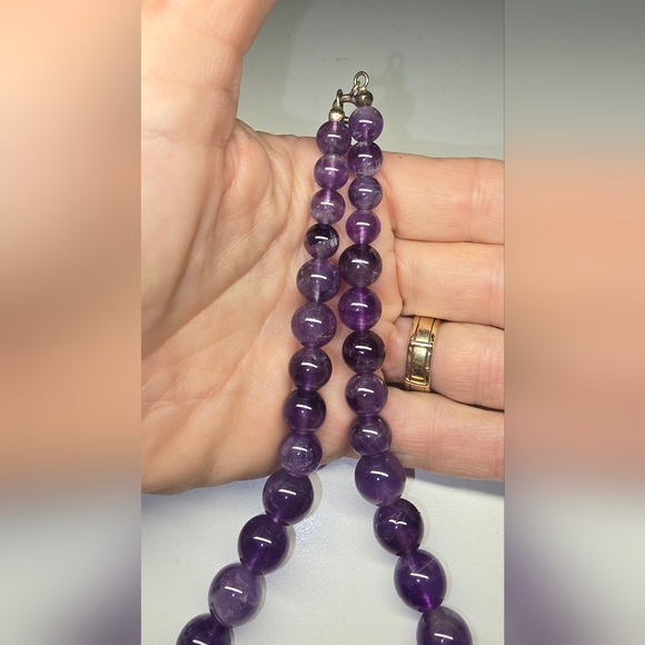 Vintage Genuine Amethyst Graduated Bead Necklace 18" - Picture 4 of 6